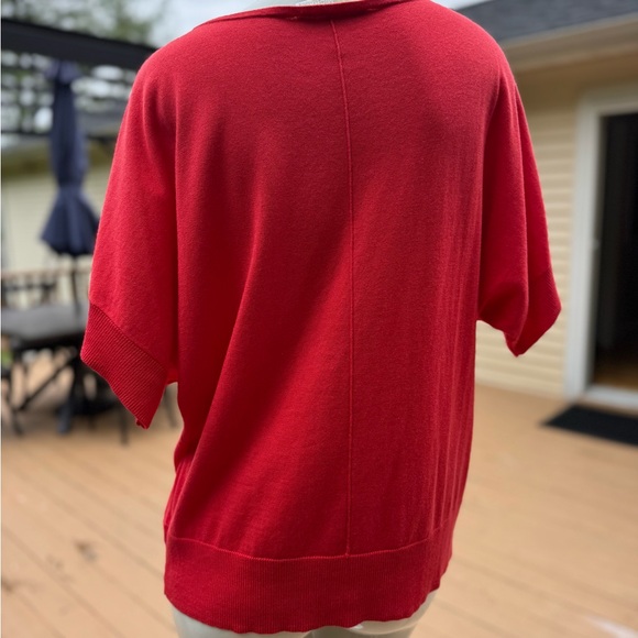 Michael Kors Women's Short Sleeve Red Top Size Large Gold logo detail - Picture 5 of 8